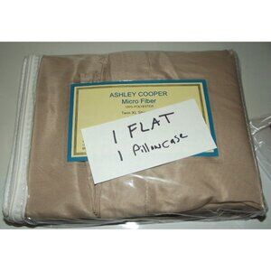 Ashley Cooper XL Twin Flat Sheet + Pillowcase Micro Fiber Polyester Fits 39"x80"